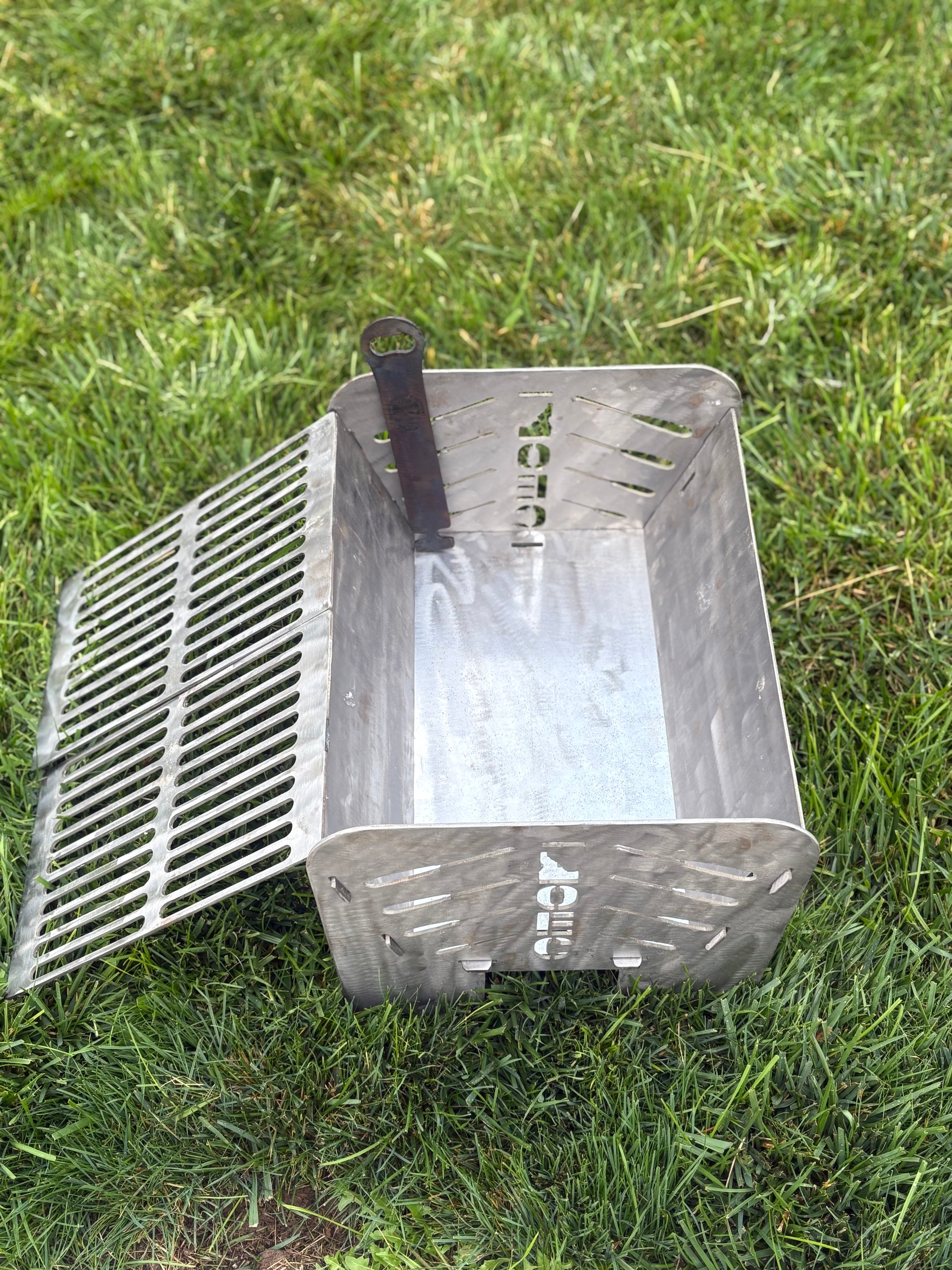 Collapsible Fire Pan & Camp Grill – Portable Steel Campfire Grill