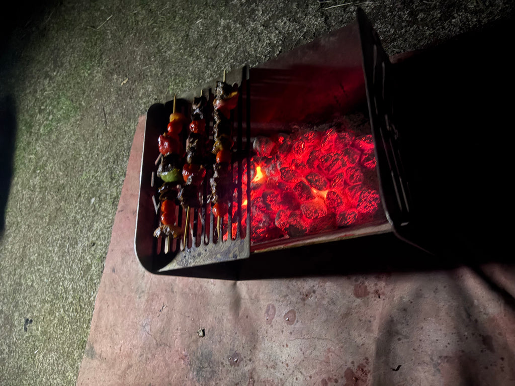 Collapsible Fire Pan & Camp Grill – Portable Steel Campfire Grill
